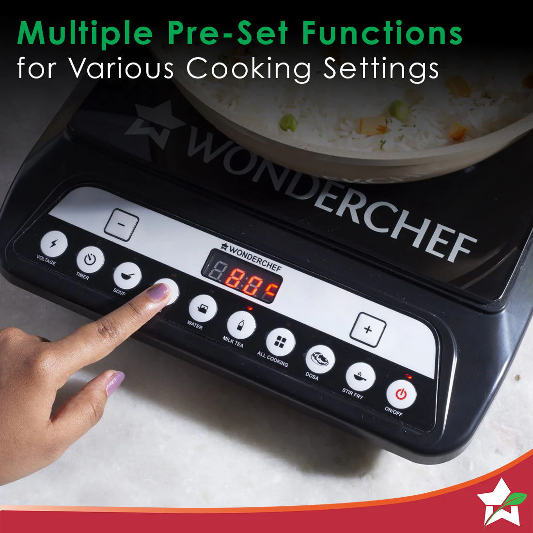 Acura 1400W Induction Cooktop with 11 Preset Functions, Push Touch Control Button Induction Cooktop, 2 Years Warranty - Image 4