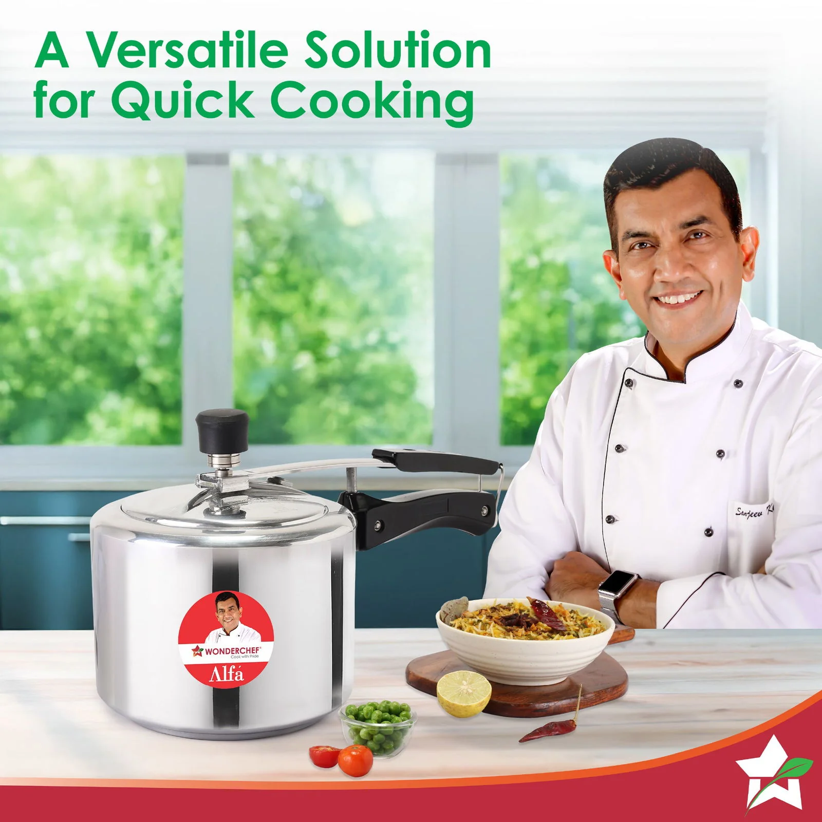 Alfa Aluminium Inner Lid Pressure Cooker | 3 L | Sautéing, Steaming, Frying, Boiling, Pressure Cooking | Induction and Gas Cooktops Friendly | BIS Approved | Cool Touch Handles - Image 3
