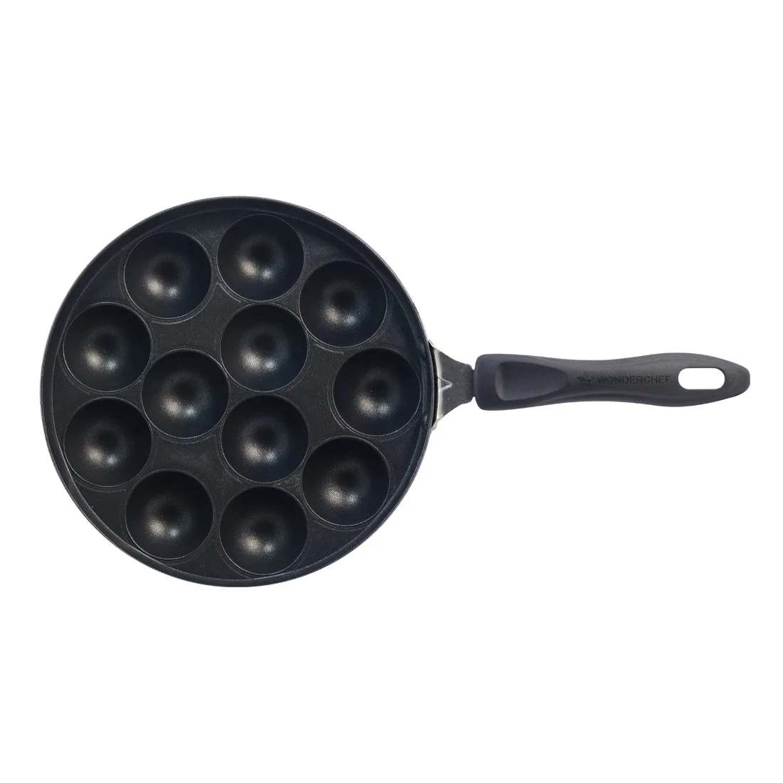 Non-Stick Appa Kara Cookware with 12 cavities | Appam PatraPaniyarakkal | Paniyaram | Appam Pan | Pan Cake Maker | Ponganal Maker | Kuzhi Paniyaram | Paddu Tawa | Cool Touch Bakelite Handle | Pure Grade Aluminium | PFOA Free | 1 Year Warranty | Black - Image 4