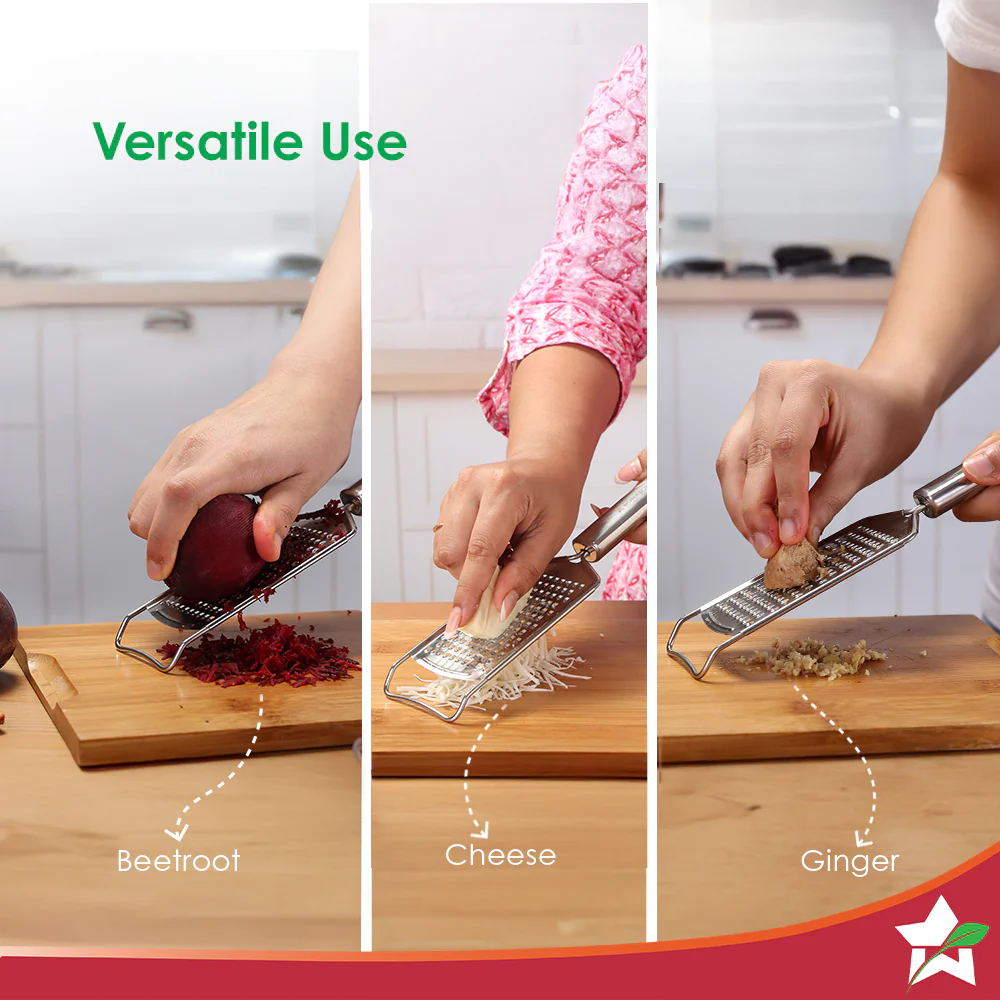 Ambrosia Cheese Grater & Vegetable Shredder | Food-grade Stainless-steel | Comfortable Handle | Multi-purpose Use for Cheese, Veggies, Fruits, Chocolates, Ginger, Garlic | 1-Year Warranty - Image 6