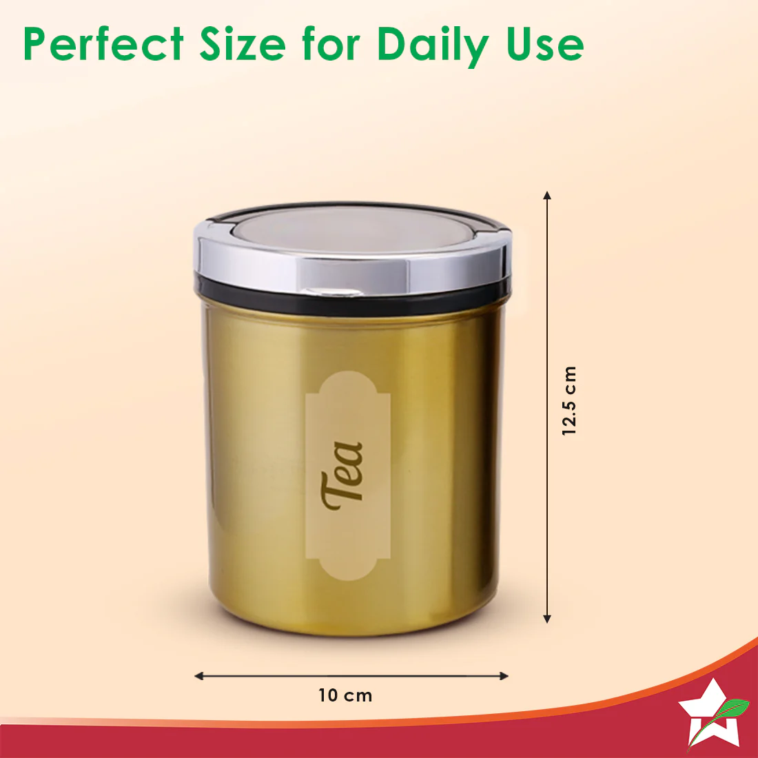 Ambrosia Kitchen Organiser 3 Pc. Set with See-through Lid for Kitchen/Dining Table, Store Tea Coffee Sugar, Airtight Transparent Lid with Silicone Lock Mechanism, 1-Yr Warranty, Gold Finish - Image 3