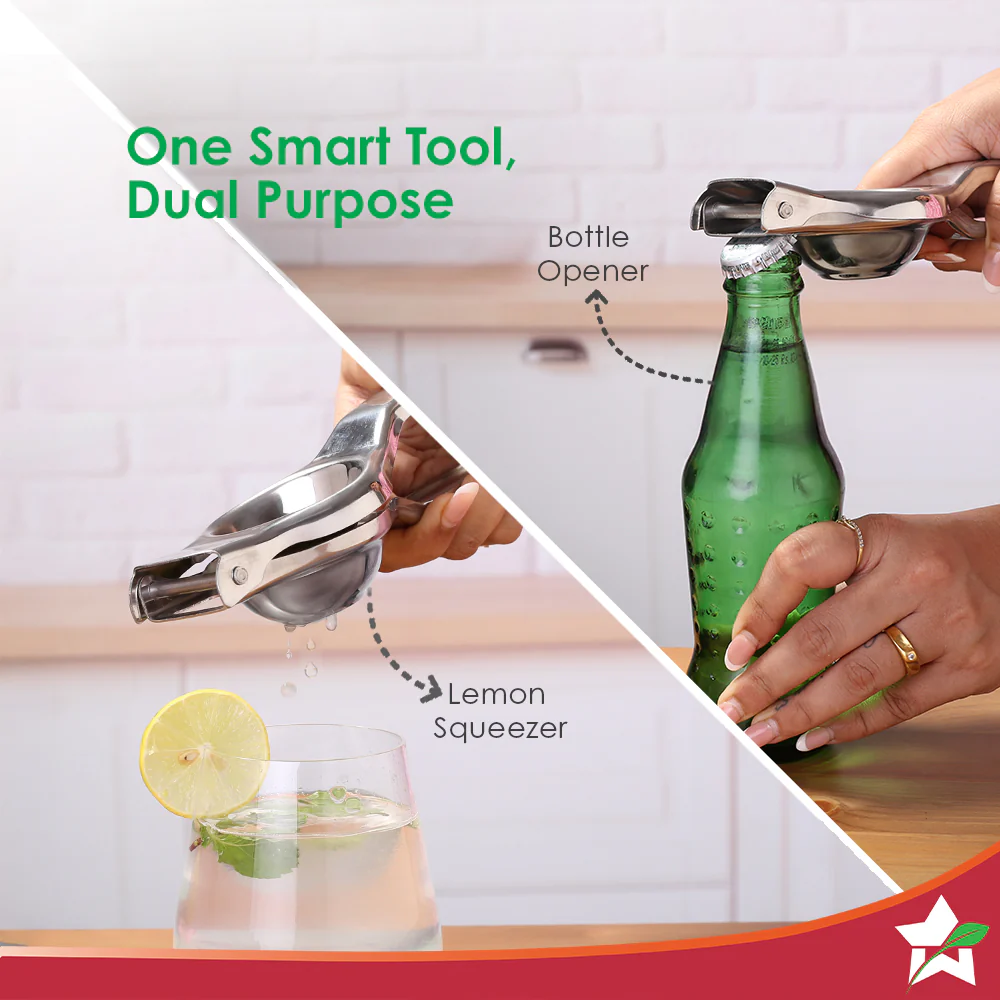 Ambrosia Lemon Squeezer with Bottle Opener | Food-grade Stainless-steel | Citrus Juicer | Kitchen Tool | Sturdy and Comfortable Grip | Compact Design | Dishwasher Safe | 1-Year Warranty - Image 4