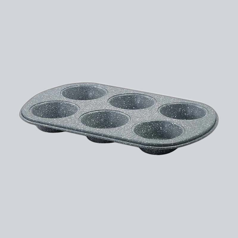 Ambrosia 6 Cup Metal Round Muffin Pan, Cupcake Tray, Baking Mould Tray, Non-Stick Bakeware Reusable Tray Pan - Image 2