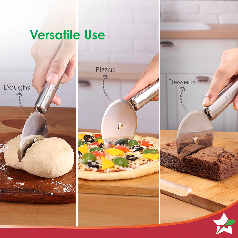 Ambrosia Pizza and Sandwich Cutter | Food-grade Stainless-steel Blades and Handle | Built-in Finger Guard | Multi-purpose Use for Roti, Paratha, Dough | Dishwasher Safe | 1-Year Warranty - Image 4