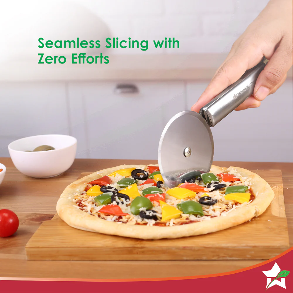 Ambrosia Pizza and Sandwich Cutter | Food-grade Stainless-steel Blades and Handle | Built-in Finger Guard | Multi-purpose Use for Roti, Paratha, Dough | Dishwasher Safe | 1-Year Warranty - Image 5