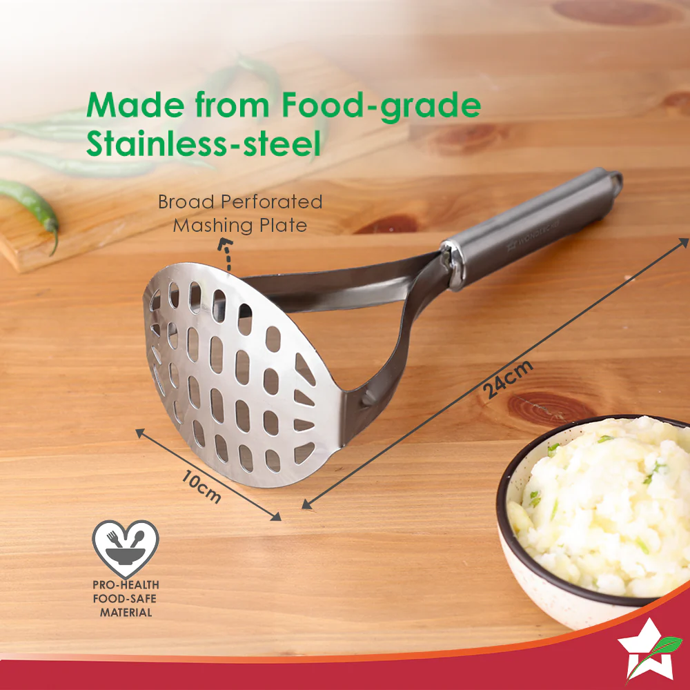 Ambrosia Potato Masher|Food-grade Stainless-steel | Comfortable Handle | Multi-purpose Kitchen Tool – For Potato & Vegetable Mashing, Pav Bhaji, Baby Food | Easy to Clean | 1-Year Warranty - Image 6