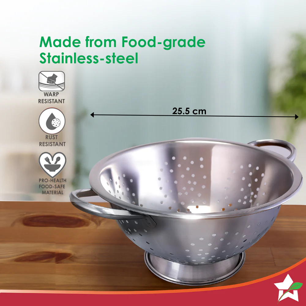 Ambrosia Rice and Vegetable Strainer | 3 L Capacity | Food-grade Stainless-steel |Multi-purpose Kitchen Tool – For Straining & Rinsing Rice, Veggies, Pasta | Easy to Clean | 1-Year Warranty - Image 3