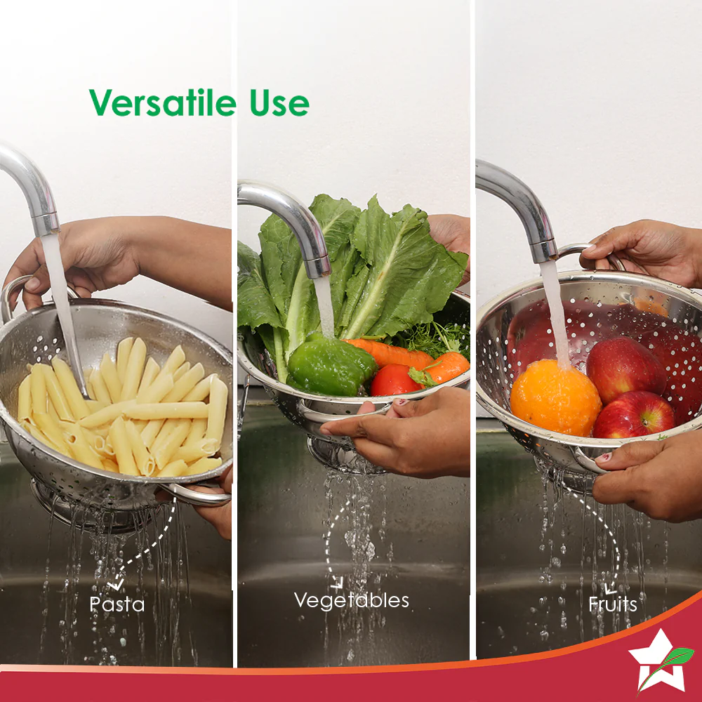 Ambrosia Rice and Vegetable Strainer | 3 L Capacity | Food-grade Stainless-steel |Multi-purpose Kitchen Tool – For Straining & Rinsing Rice, Veggies, Pasta | Easy to Clean | 1-Year Warranty - Image 6
