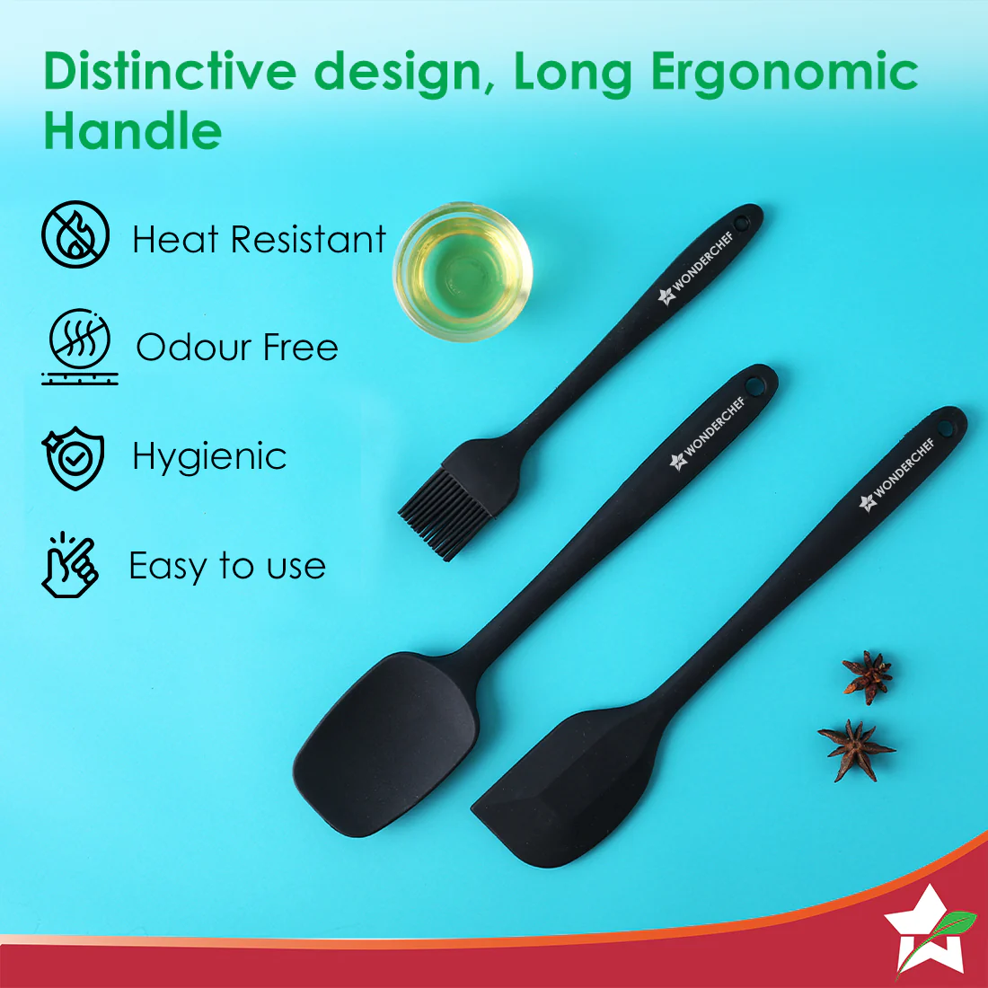 Ambrosia Silicone Kitchen Tools Set of 3 Pcs. | Spatula, Spoon, Brush | Food-Grade Silicone | Use for Flipping, Turning, Scrapping, Mixing, Stirring | Odour and Stain Free - Image 5