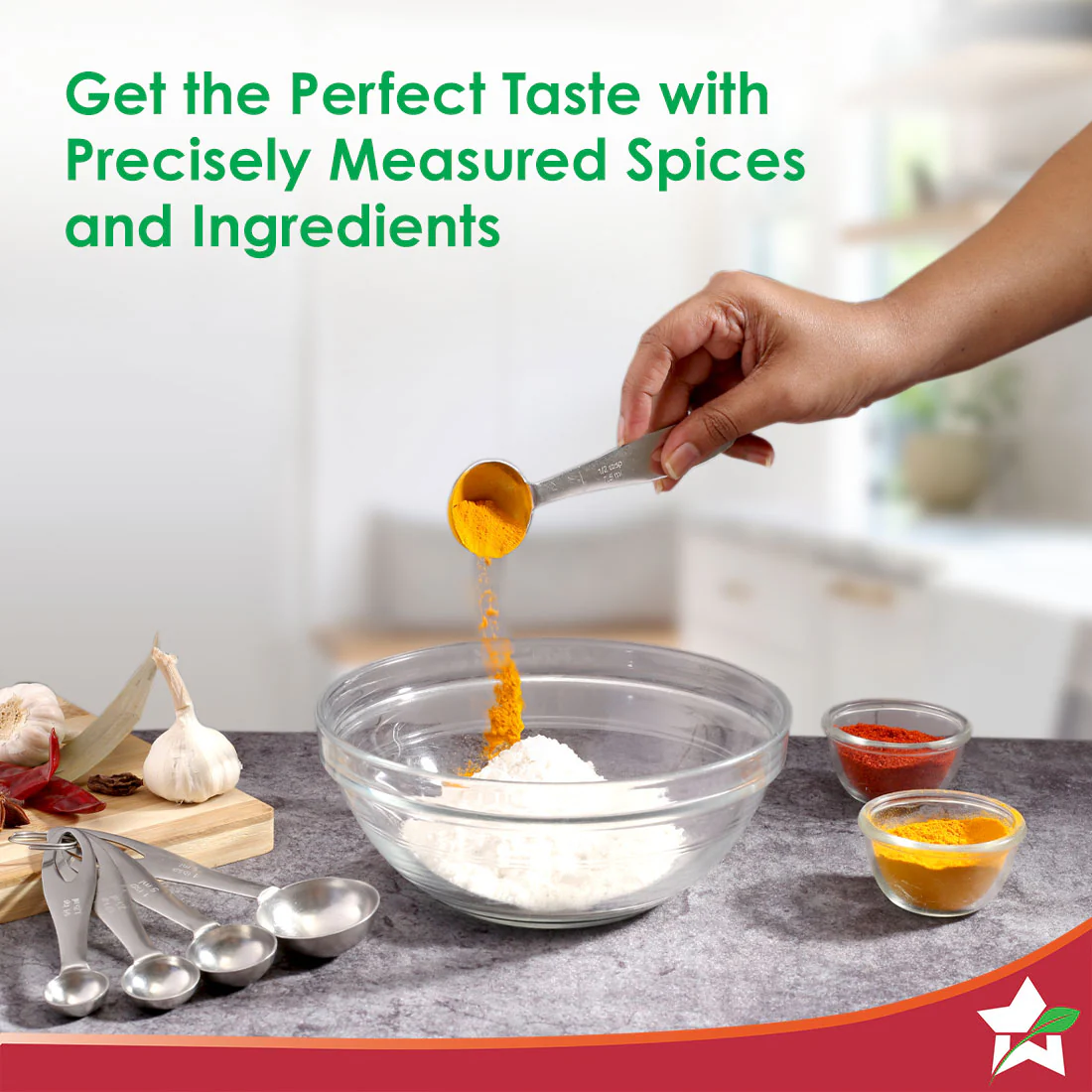 Ambrosia Stainless-steel Measuring Spoons with 5 Engraved Measurements | 1.25ml, 2.5ml, 5ml. 7.5ml, 15ml | For Dry or Liquid Ingredients | Precise Cooking and Baking | 1-year Warranty - Image 5