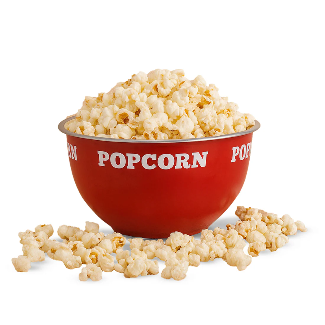 Ambrosia Stainless-steel Popcorn Bowl, 1.4 L, Dual-tone, Serve Chips, Snacks, Fruits or Use for Mixing/Storing, Ideal for Movie Nights & Parties, Scratch-resistant, Red, 1-Yr Warranty
