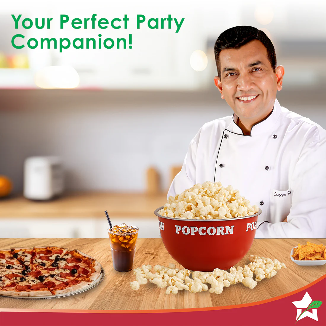 Ambrosia Stainless-steel Popcorn Bowl, 1.4 L, Dual-tone, Serve Chips, Snacks, Fruits or Use for Mixing/Storing, Ideal for Movie Nights & Parties, Scratch-resistant, Red, 1-Yr Warranty - Image 2