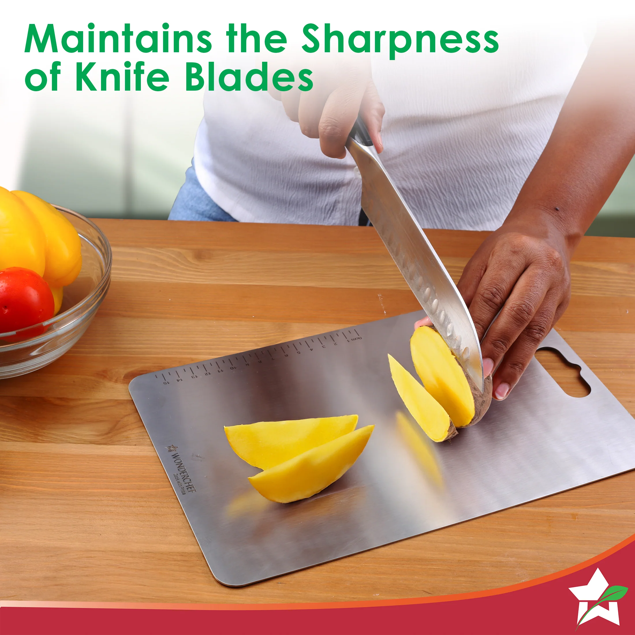 Ambrosia Stainless-steel Vegetable Chopping Board for Kitchen | Heavy-duty Material | Crack and Warp Resistant | Non-porous | Sturdy Surface | Light-weight | Easy to Clean | 1-Year Warranty - Image 4