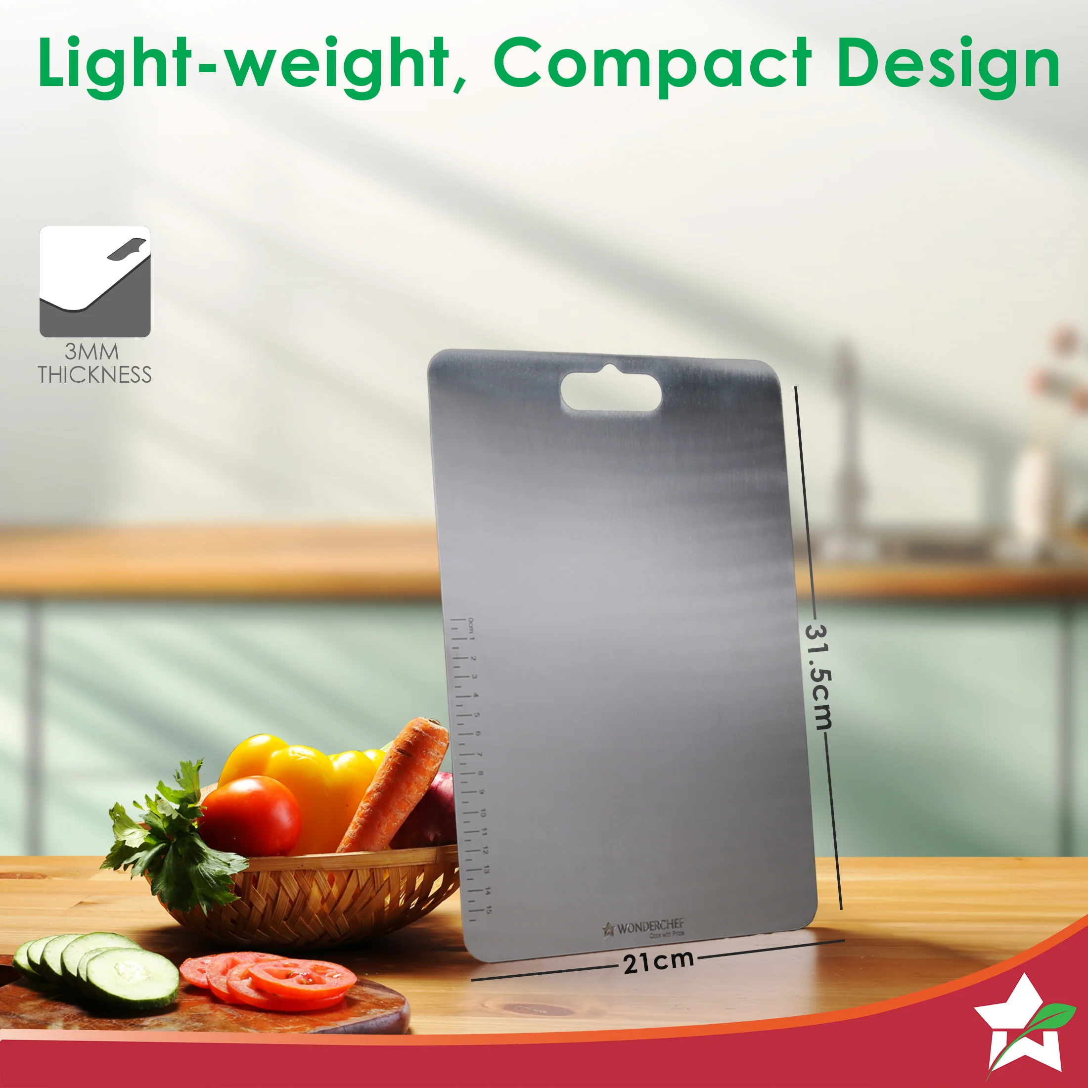 Ambrosia Stainless-steel Vegetable Chopping Board for Kitchen | Heavy-duty Material | Crack and Warp Resistant | Non-porous | Sturdy Surface | Light-weight | Easy to Clean | 1-Year Warranty - Image 5