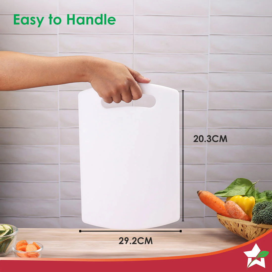 Ambrosia Vegetable Chopping Board | 11.5" x 8" | 6mm Thickness | Crack-Resistant and Unbreakable | Odour and Stain Resistant | Easy to Clean | White - Image 3