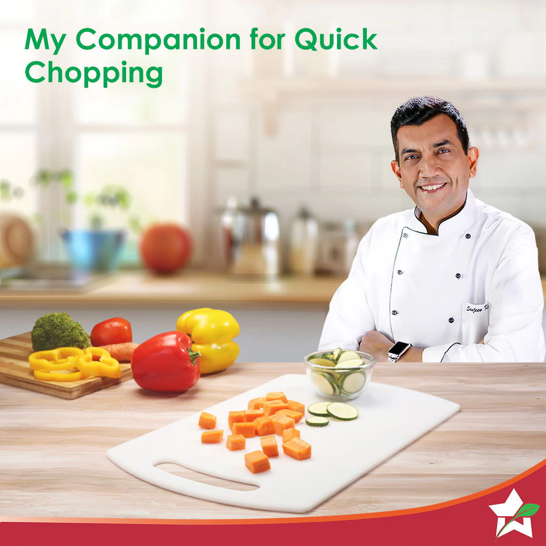Ambrosia Vegetable Chopping Board | 16" x 10" | 6mm Thickness | Crack-Resistant and Unbreakable | Odour and Stain Resistant | Easy to Clean | White - Image 2