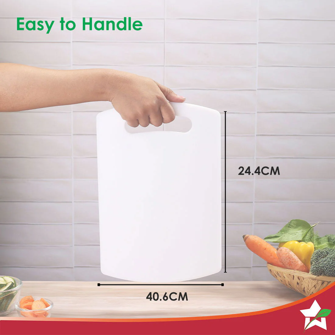 Ambrosia Vegetable Chopping Board | 16" x 10" | 6mm Thickness | Crack-Resistant and Unbreakable | Odour and Stain Resistant | Easy to Clean | White - Image 4
