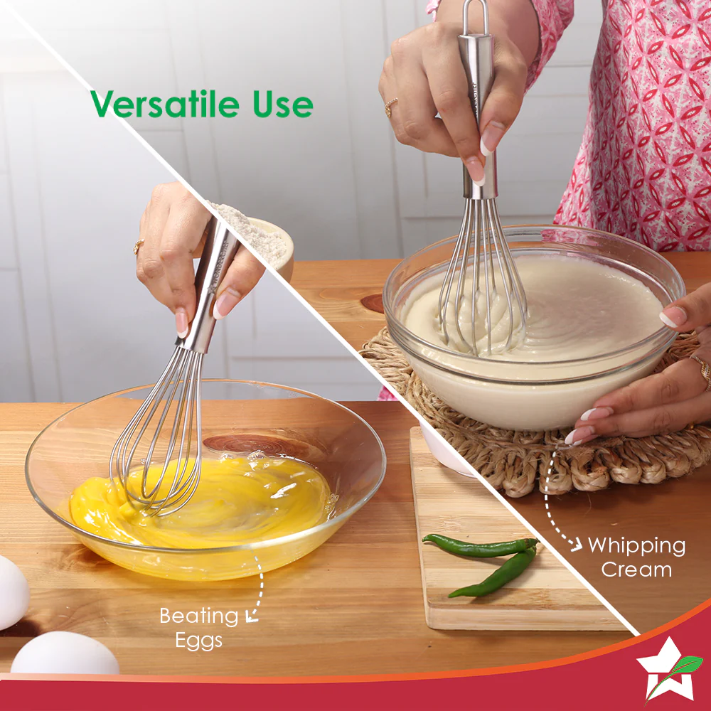 Ambrosia Whisk | Food-grade Stainless-steel | Comfortable Handle | Multi-purpose Kitchen Tool – For Blending, Whisking, Egg Beating, Stirring, Baking | Compact Design |1-Year Warranty - Image 4