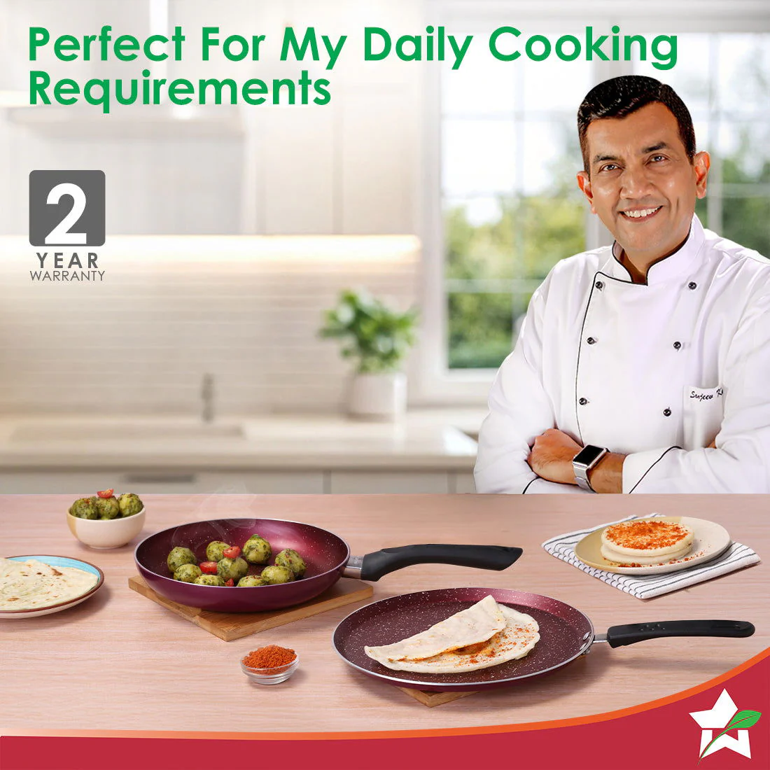Bandhan Non-Stick Cookware 2 Pcs. Set | Dosa Tawa and Fry Pan | 100% PFOA Free Coating | Pure Grade Virgin Aluminium | Compatible with Multiple Cooktops | Red and Purple | 2 Year Warranty - Image 2