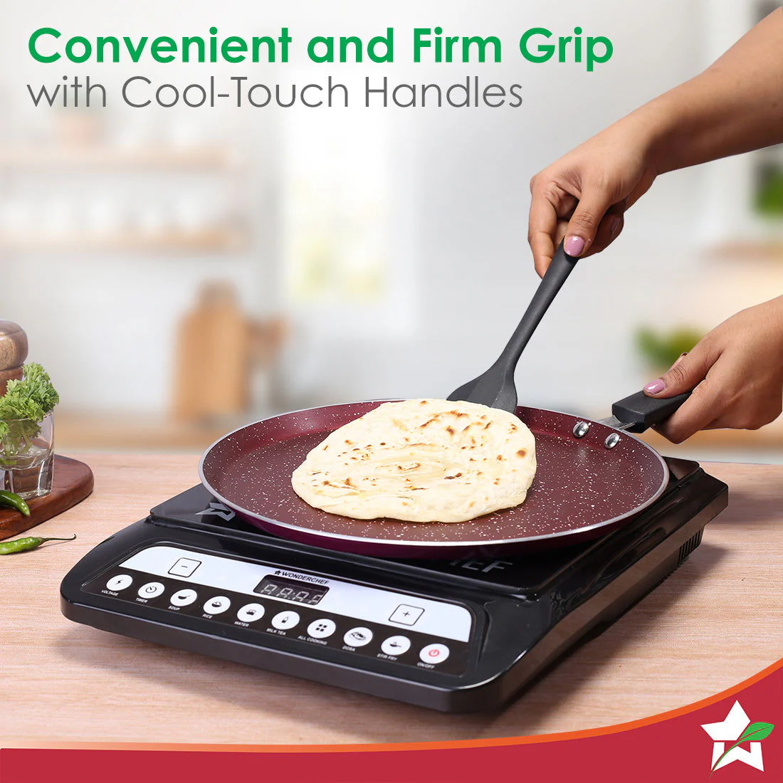 Bandhan Non-stick Cookware 3 Pcs.Set | Dosa Tawa,Kadhai and Lid | 100% PFOA free Coating | Pure Grade Virgin Aluminium | Compatible with Multiple Cooktops | Red and Purple | 2 Year Warranty - Image 4