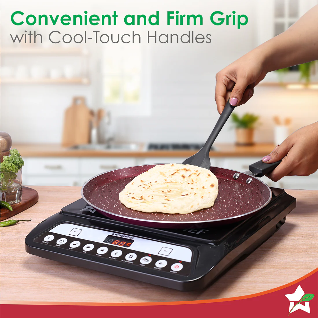 Bandhan Non-stick Cookware 4 Pc. Set | Perfect Gift | Fry Pan, Dosa Tawa, Kadhai with Glass Lid | Healthy, Low Oil Meals | Scratch-resistant | Gas & Induction Compatible | Easy to Clean - Image 4