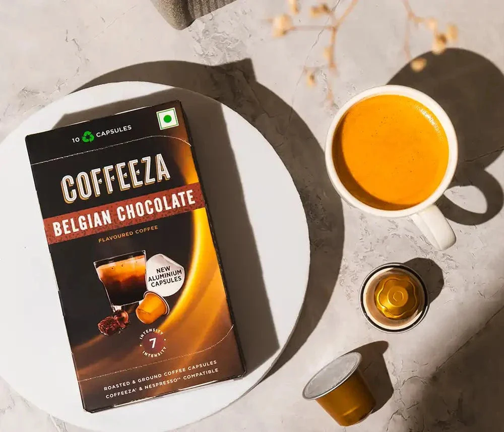 Coffeeza Belgian Chocolate 100% Arabica Flavoured Aluminium Coffee Capsules (Limited Edition) - Image 5