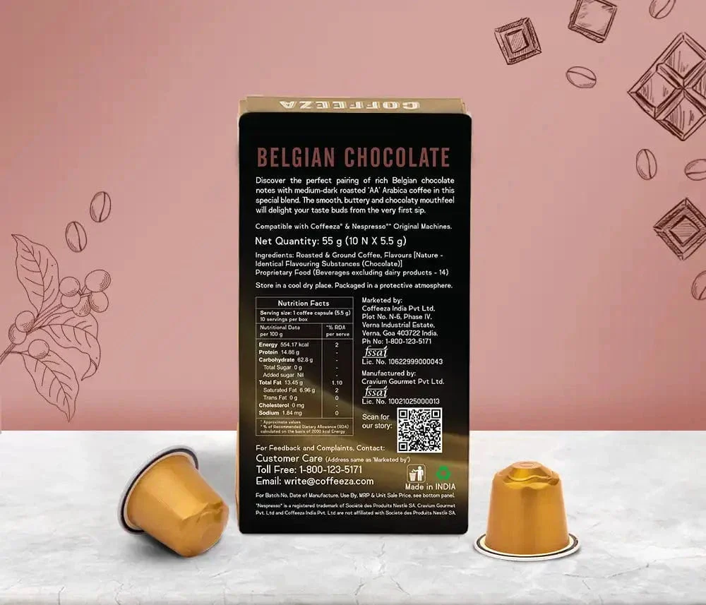 Coffeeza Belgian Chocolate 100% Arabica Flavoured Aluminium Coffee Capsules (Limited Edition) - Image 6