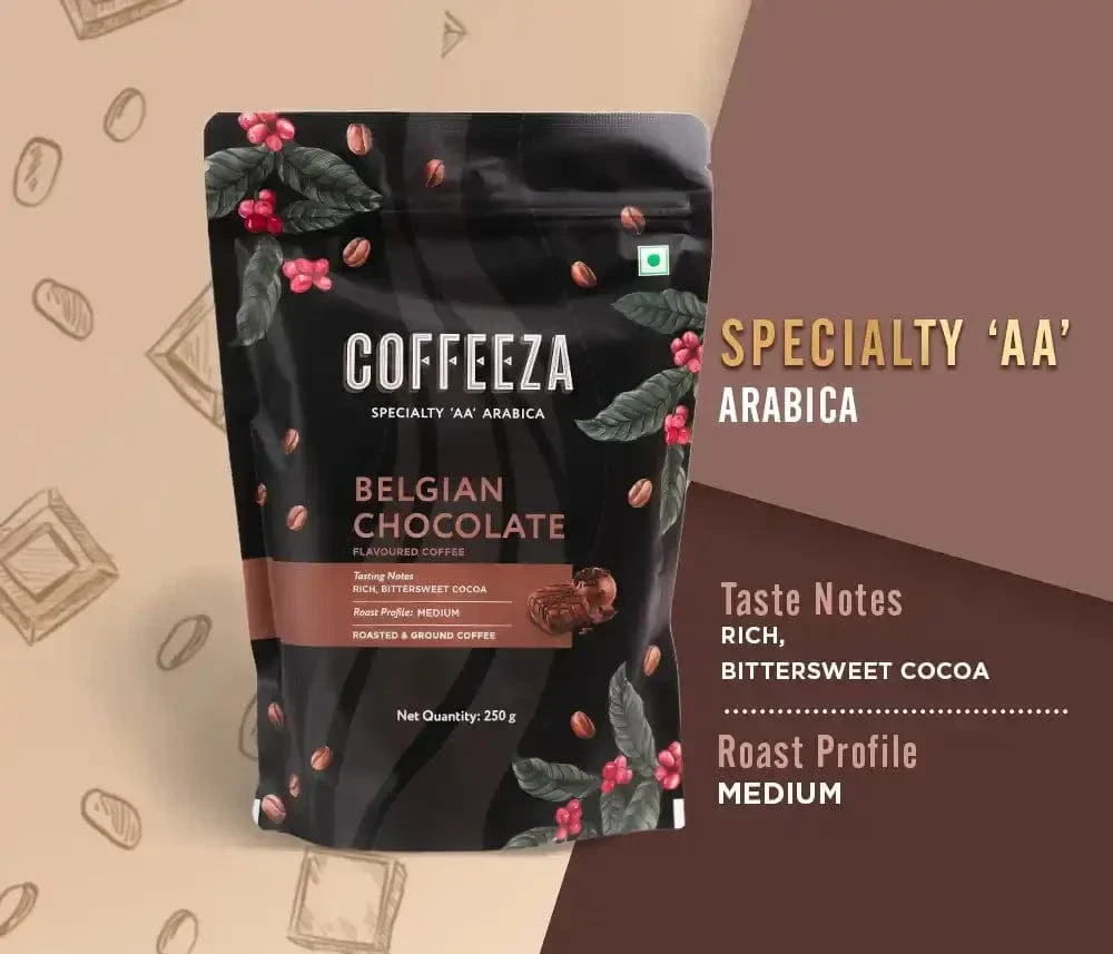 Coffeeza Belgian Chocolate 100% Arabica Flavoured Ground Coffee - Image 2
