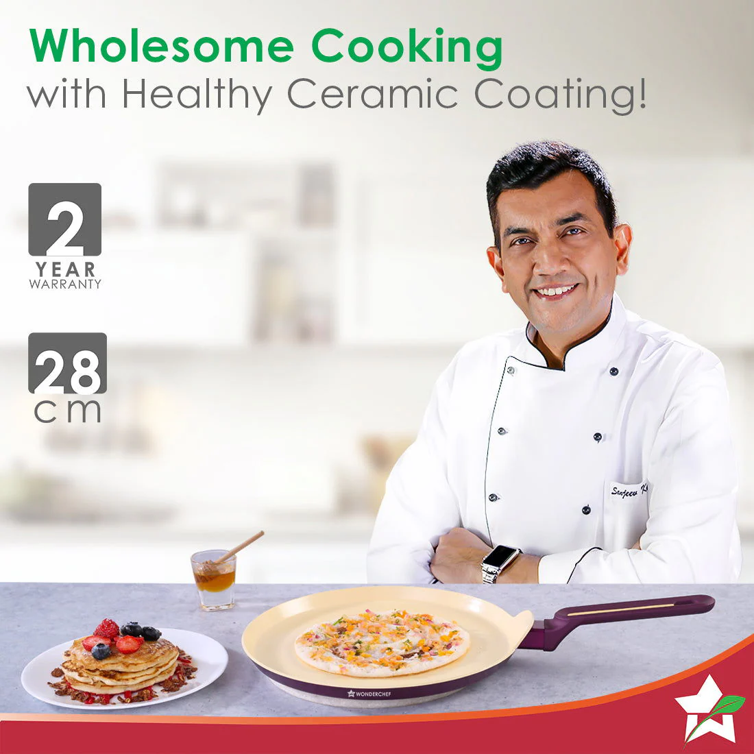 Bellagio Dosa Tawa | Healthy Ceramic Coating | Non-Toxic | PFAS and PFOA Free | 3mm Thickness | Soft-Touch Handles | Deep Purple | 2 Year Warranty - Image 2