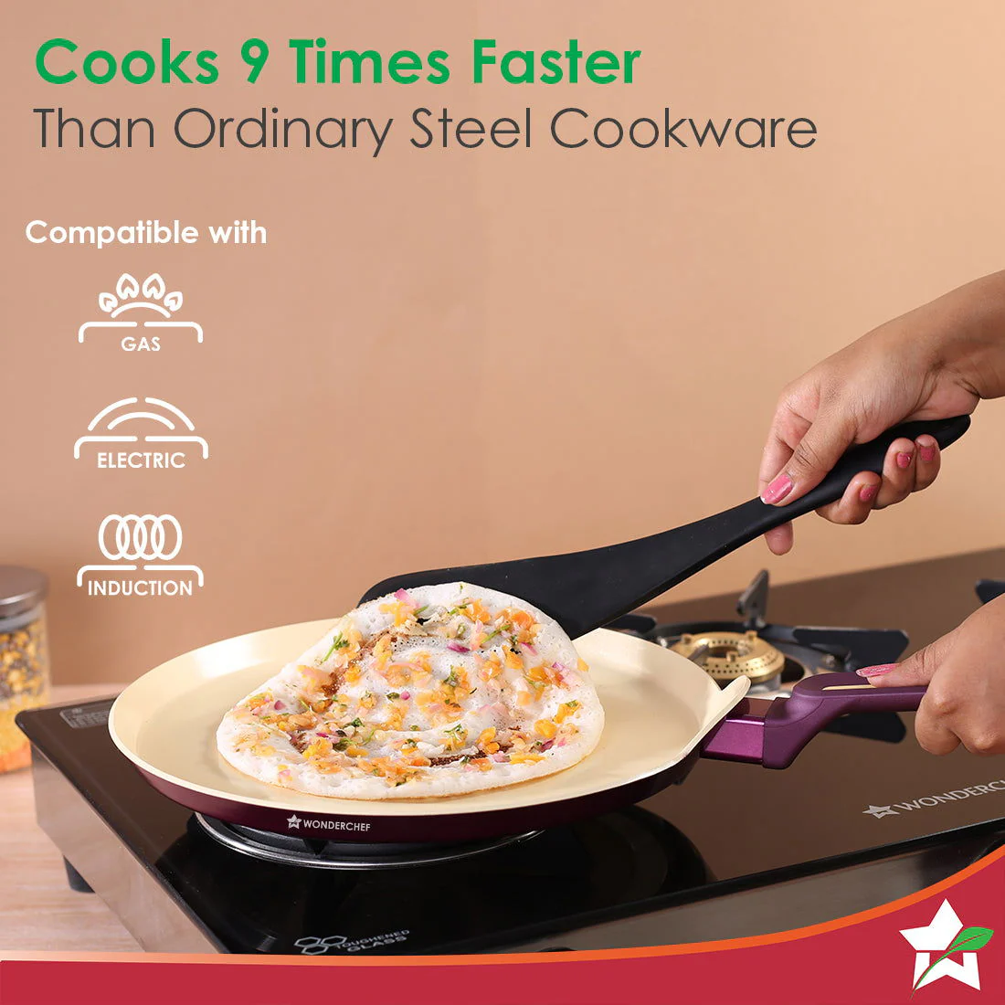 Bellagio Dosa Tawa | Healthy Ceramic Coating | Non-Toxic | PFAS and PFOA Free | 3mm Thickness | Soft-Touch Handles | Deep Purple | 2 Year Warranty - Image 4