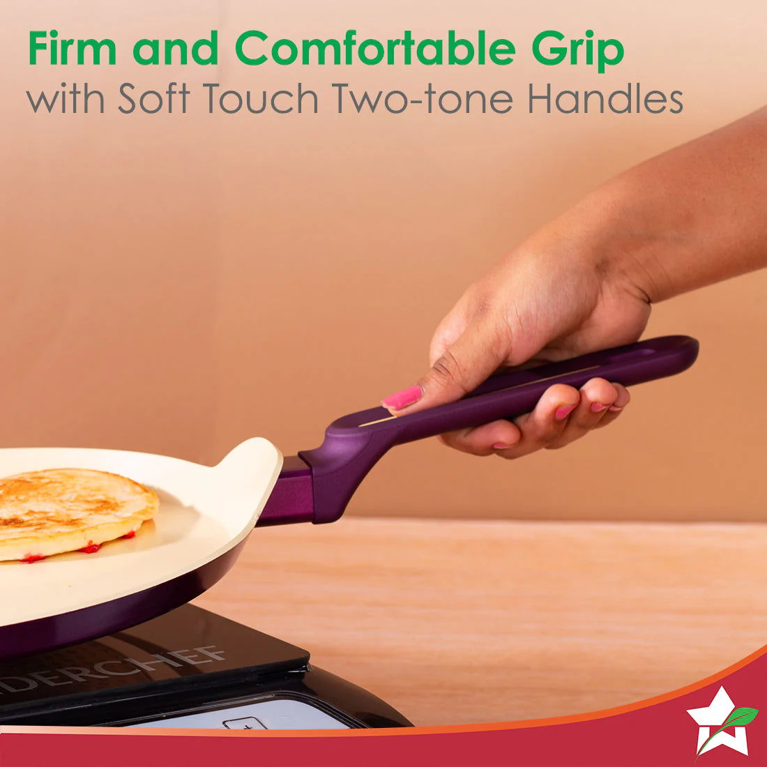 Bellagio Dosa Tawa | Healthy Ceramic Coating | Non-Toxic | PFAS and PFOA Free | 3mm Thickness | Soft-Touch Handles | Deep Purple | 2 Year Warranty - Image 5