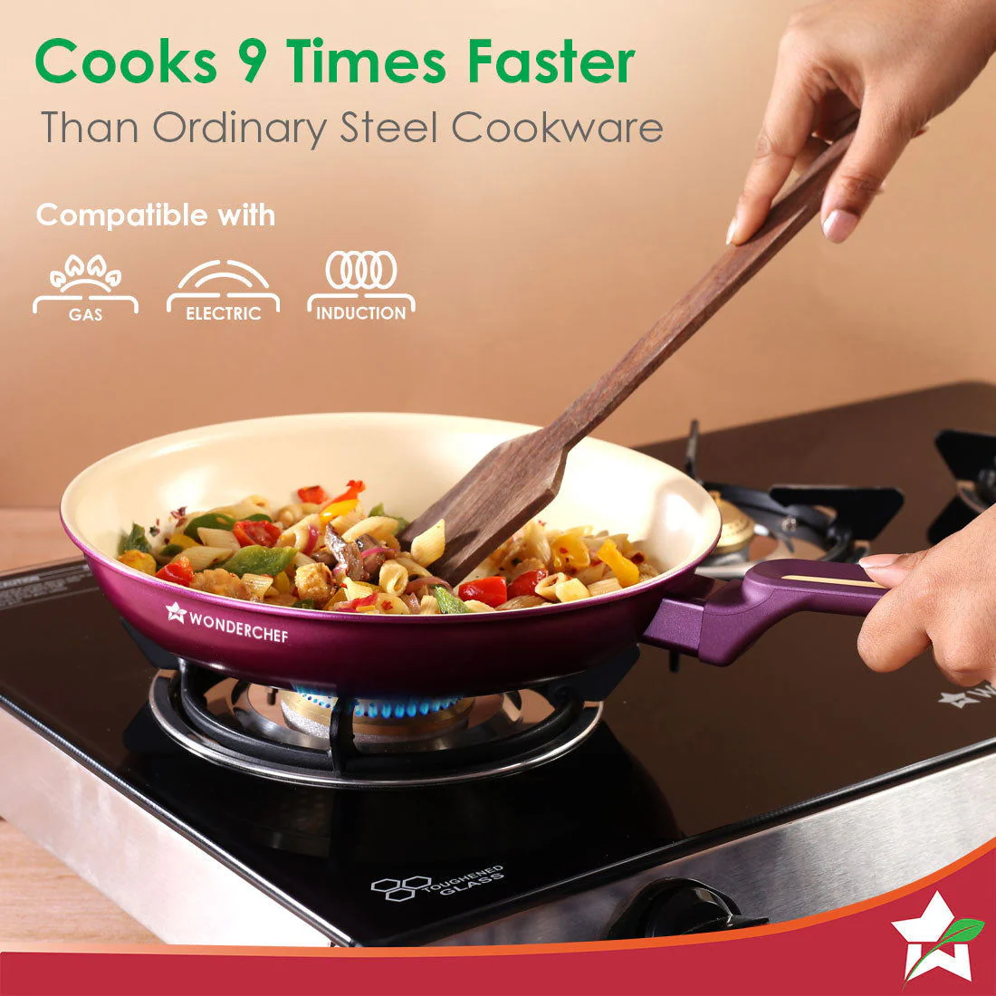 Bellagio Fry Pan | 24 cm | 1.7 L | Non-Stick Ceramic Coating | Non-Toxic | Pure Aluminium | PFAS and PFOA Free | 3mm Thickness | Two-Tone Soft-Touch Handle | Firm Grip | 2 Years Warranty - Image 6