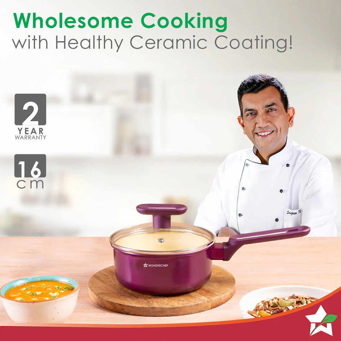 Bellagio Saucepan | Healthy Ceramic Coating | Non-Toxic | PFAS and PFOA Free | 3mm Thickness | Soft-Touch Handles and Knob | Deep Purple | 2 Year Warranty - Image 2