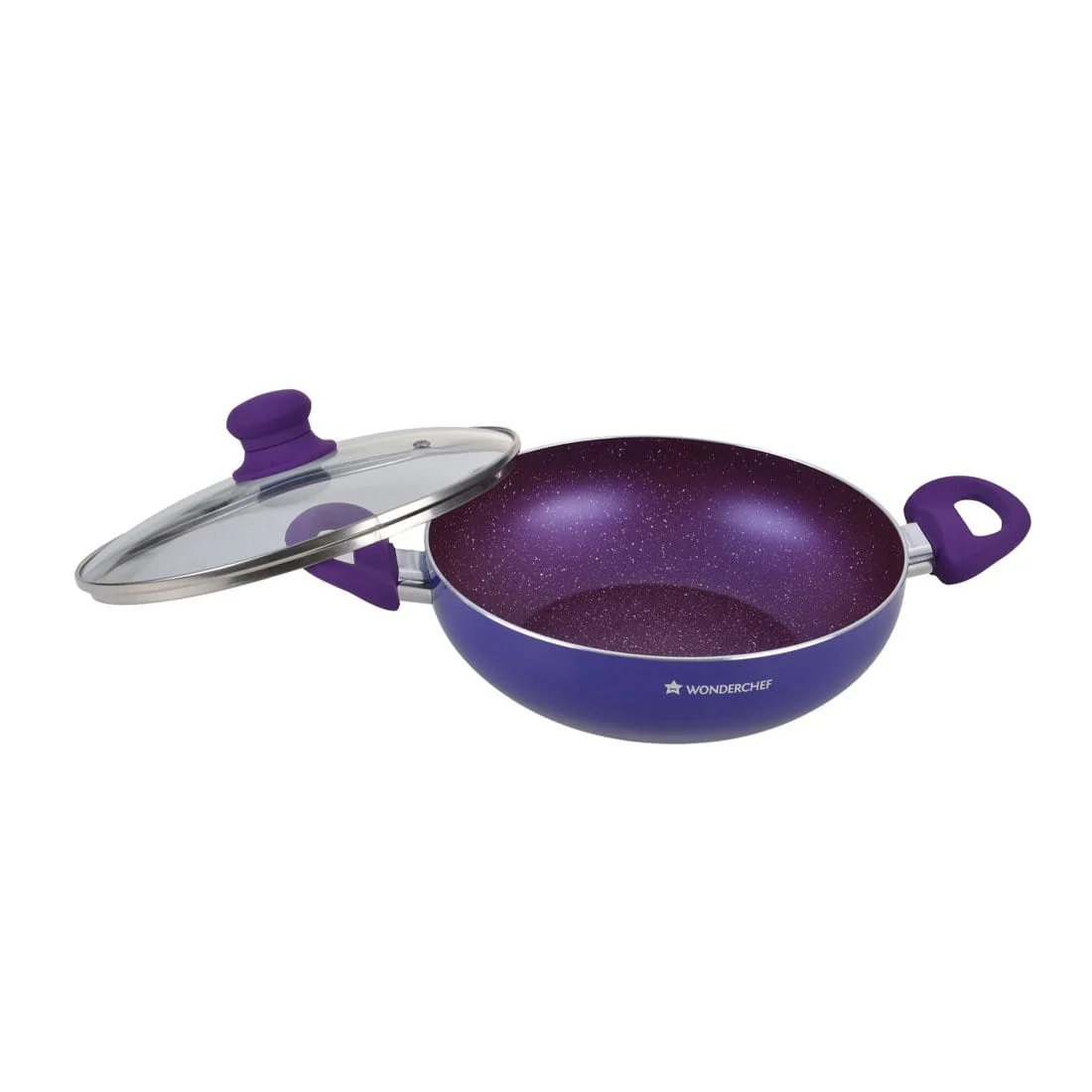 Wonderchef Renewed Blueberry Aluminium 24cm Wok | Non-Stick| Induction Friendly Cookware | Soft Touch Handle | Pure Grade Aluminium | PFOA Free - Image 3