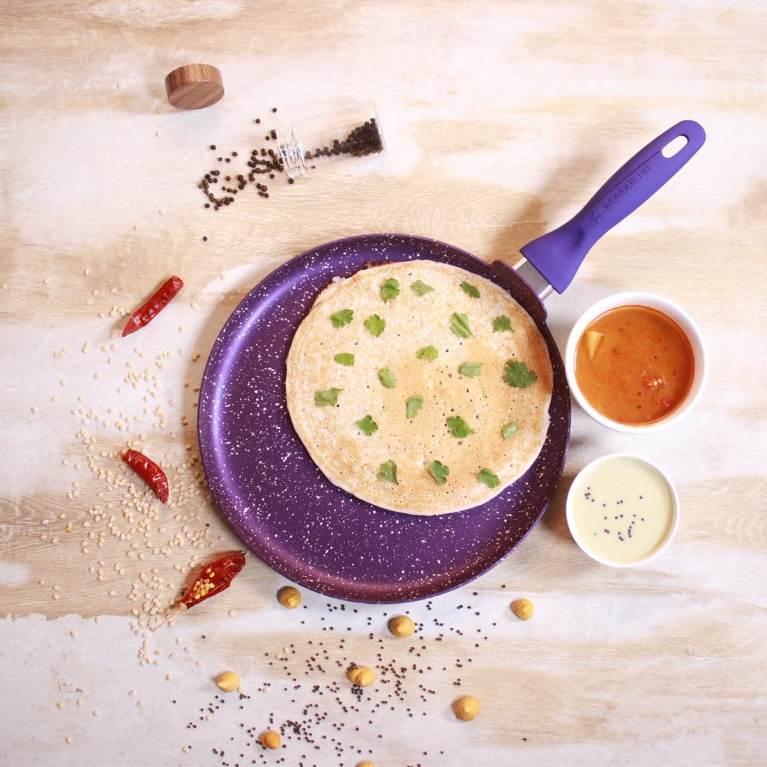 Wonderchef Renewed Blueberry Aluminium 28cm Dosa Tawa| Non-Stick | Induction Friendly Cookware | Soft Touch Handle | Pure Grade Aluminium | PFOA Free - Image 6