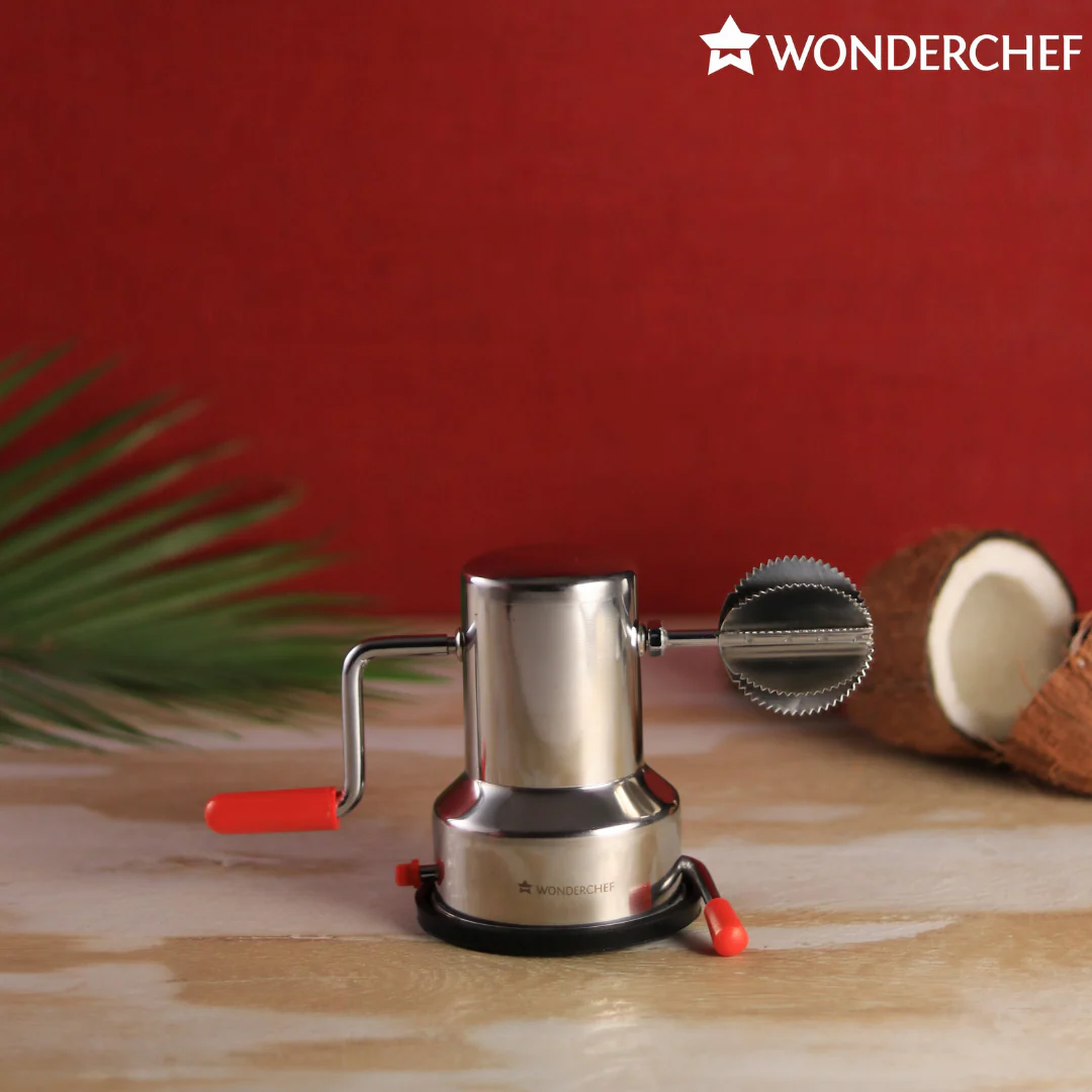 Classic Indian Breakfast Combo | Duralite Die-cast 28 cm Dosa Tawa, Duralite Die-Cast Kadhai with Lid, Onyx Brew Coffee Maker, Stainless Steel Coconut Scraper - Image 5