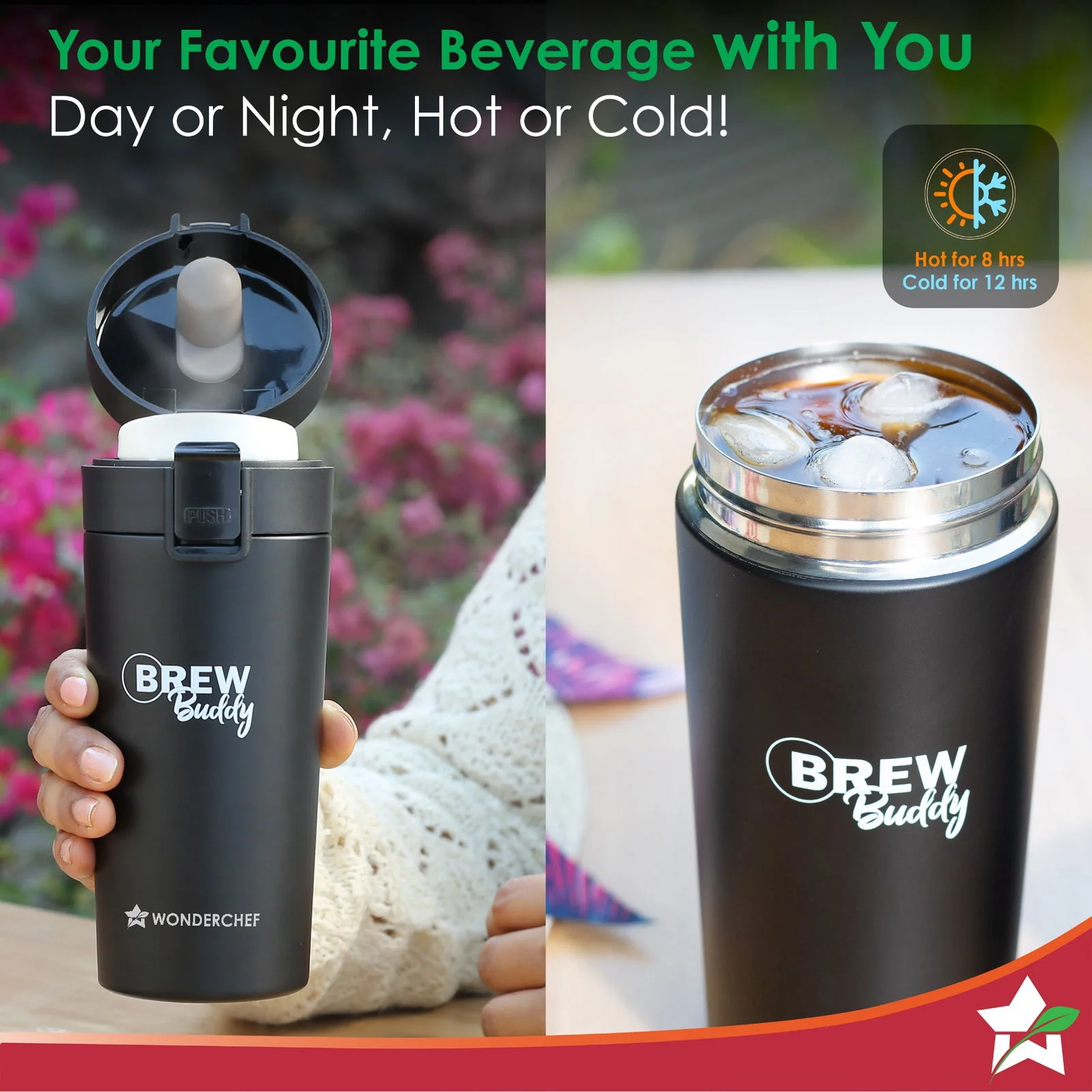 Brew Buddy Portable Coffee Mug | 380 ml | 304 Stainless Steel | Rust Proof | Copper Coated | Double Walled Vacuum Insulation | Safe-Lock System| Anti-Skid Base | 1 Year Warranty - Image 3