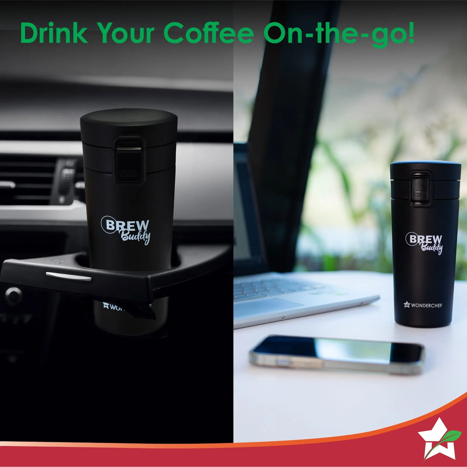 Brew Buddy Portable Coffee Mug | 380 ml | 304 Stainless Steel | Rust Proof | Copper Coated | Double Walled Vacuum Insulation | Safe-Lock System| Anti-Skid Base | 1 Year Warranty - Image 5