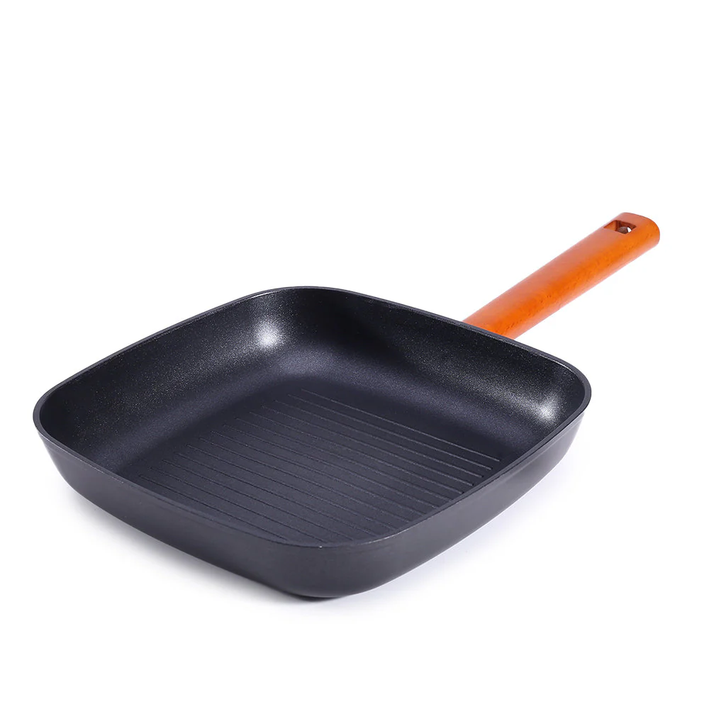 Caesar Forged Grill Pan, 24cm, Black, Greblon C3 Non-stick Coating, Virgin Aluminium, PFOA Free, German Beechwood Handles, Use for Grilling Tikkis, Breads, Rolls, Meat, Paneer - Image 2