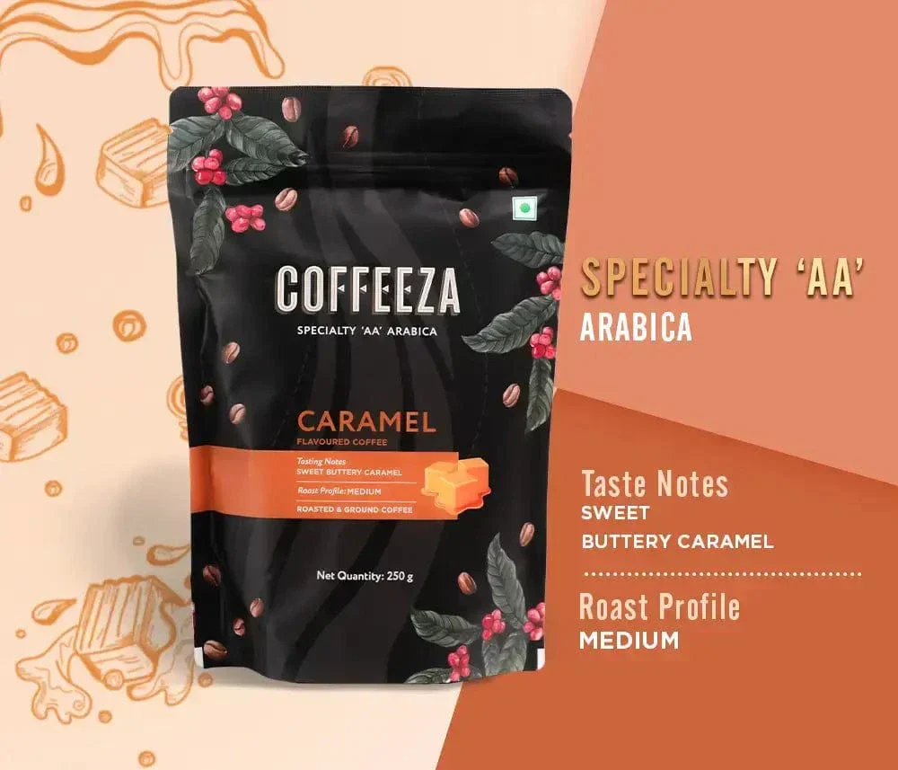 Coffeeza Caramel 100% Arabica Flavoured Ground Coffee - Image 2