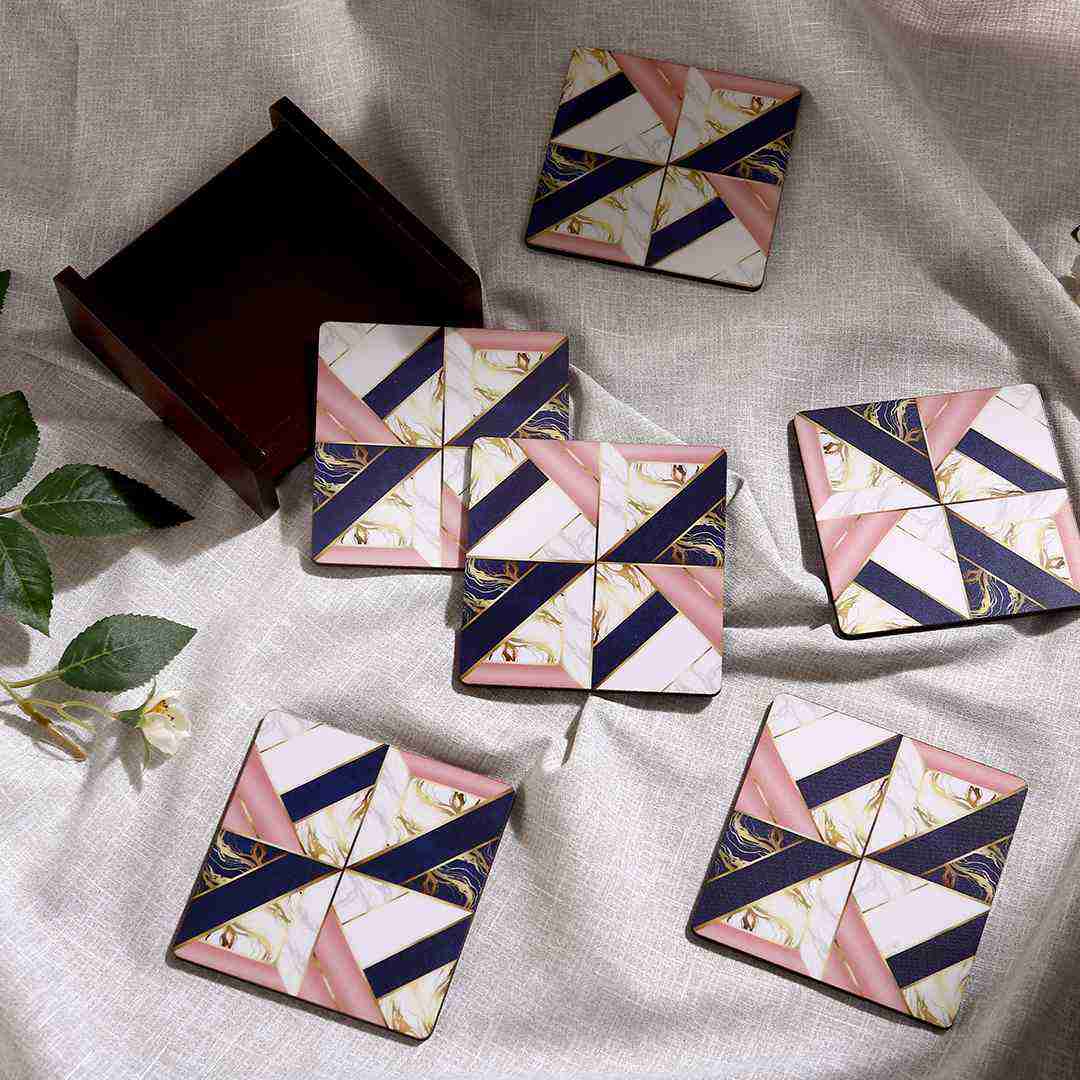 Casablanca Marble Mosaic Coaster - Set of 6 - Image 3