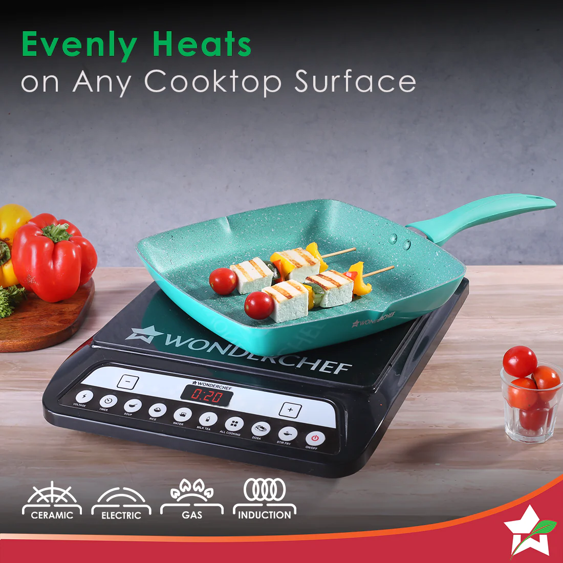 Wonderchef Renewed Celebration Non-stick 24cm Grill Pan | Induction Friendly | Soft Touch Handle | Pure Grade Aluminium | 2.2mm | PFOA/Heavy Metals Free - Image 3