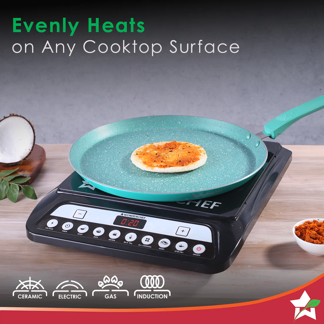 Wonderchef Renewed Celebration Non-stick 28cm Dosa Tawa | Induction Friendly | Soft Touch Handle | Pure Grade Aluminium | 2.2mm | PFOA/Heavy Metals Free - Image 3