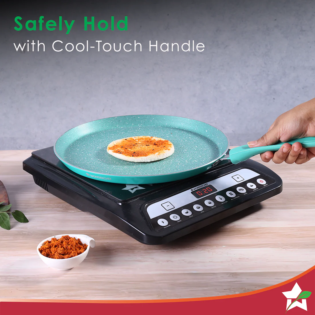 Wonderchef Renewed Celebration Non-stick 28cm Dosa Tawa | Induction Friendly | Soft Touch Handle | Pure Grade Aluminium | 2.2mm | PFOA/Heavy Metals Free - Image 4