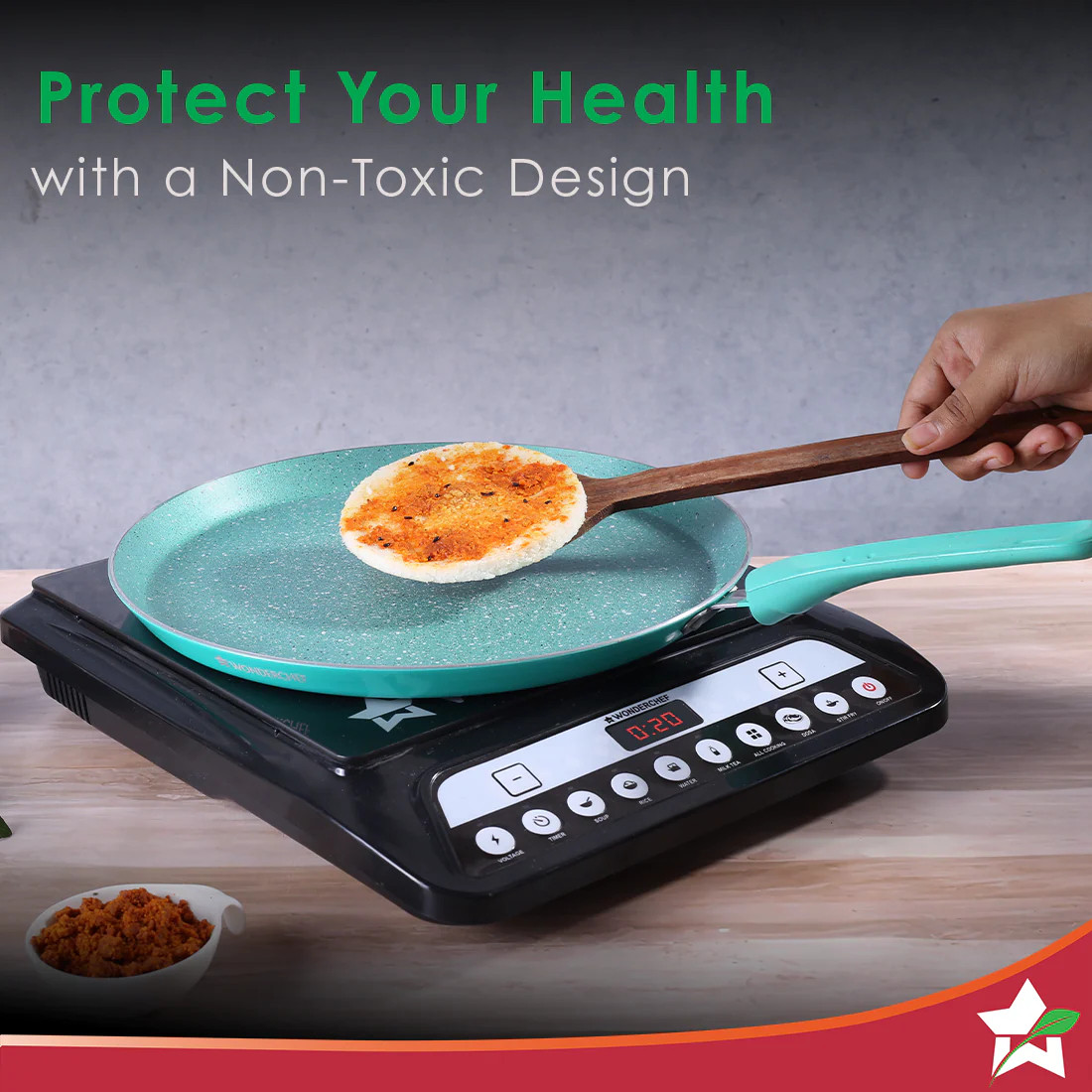 Wonderchef Renewed Celebration Non-stick 28cm Dosa Tawa | Induction Friendly | Soft Touch Handle | Pure Grade Aluminium | 2.2mm | PFOA/Heavy Metals Free - Image 6
