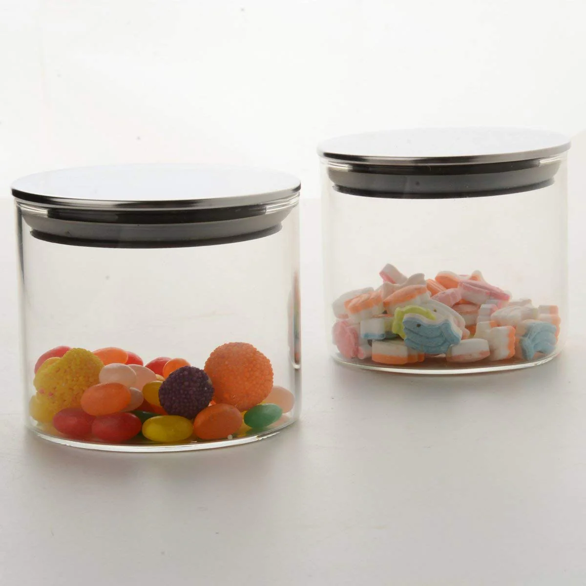 Classic Borosilicate Round Glass Air Tight Jar 350ml - Set Of 2 Pcs - Image 2