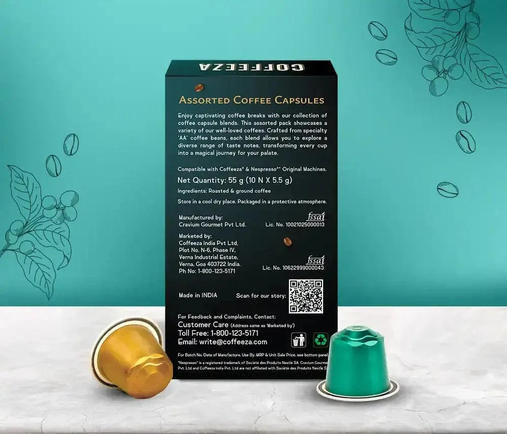 Coffeeza Assorted Box of 10 Coffee Capsules – Classico, Intenso, Cremoso, Forte, and Mysore Nuggets - Image 5