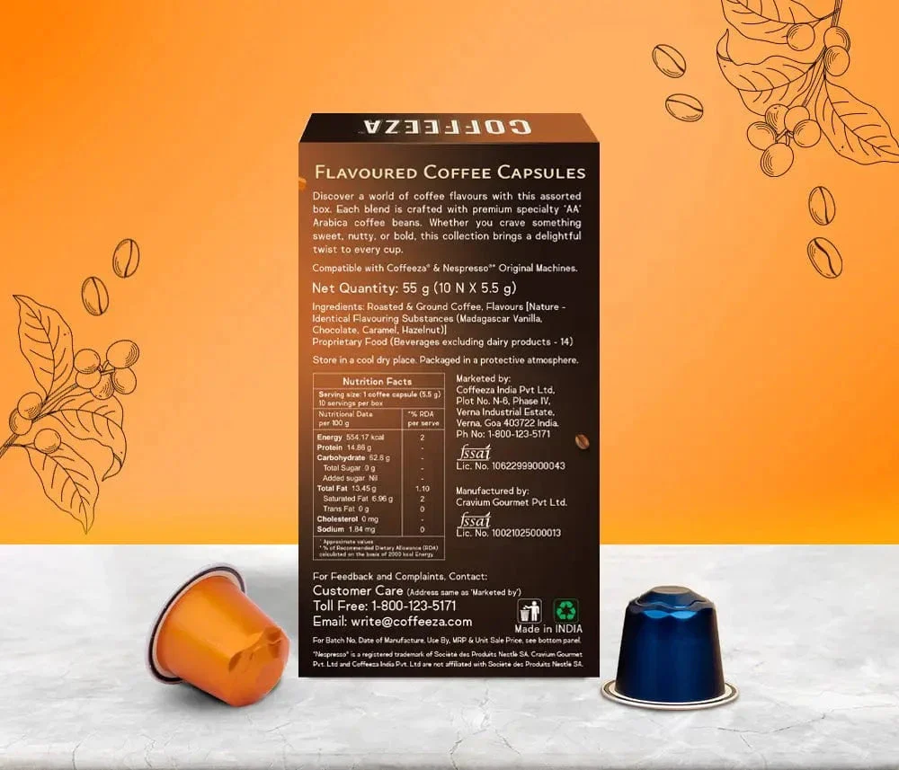 Coffeeza Flavoured Assorted Box of 10 Coffee Capsules – Hazelnut, Caramel, Belgian Chocolate, and Vanilla - Image 5