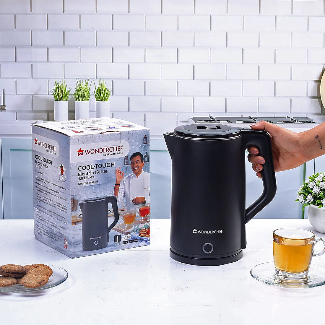 Cool-Touch Electric Kettle | 1.8L Capacity | 1300W | Double Walled Stainless Steel | Auto Shut-Off | Black | 1 Year Warranty - Image 10