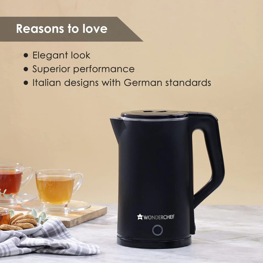 Cool-Touch Electric Kettle | 1.8L Capacity | 1300W | Double Walled Stainless Steel | Auto Shut-Off | Black | 1 Year Warranty - Image 3